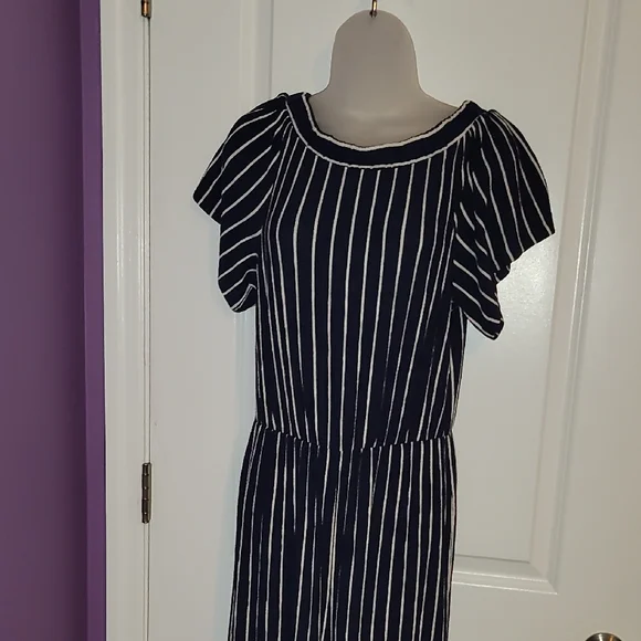Allison Andrews Striped Black and White Jumpsuit Sz: L - Picture 3 of 6